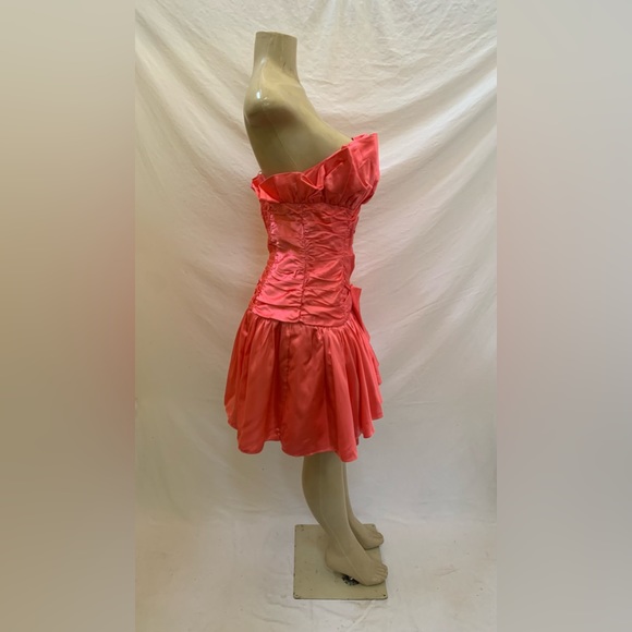 VTG LA Glo Size 11/12 Pink Strapless Glam Dress With Bow - Picture 4 of 10